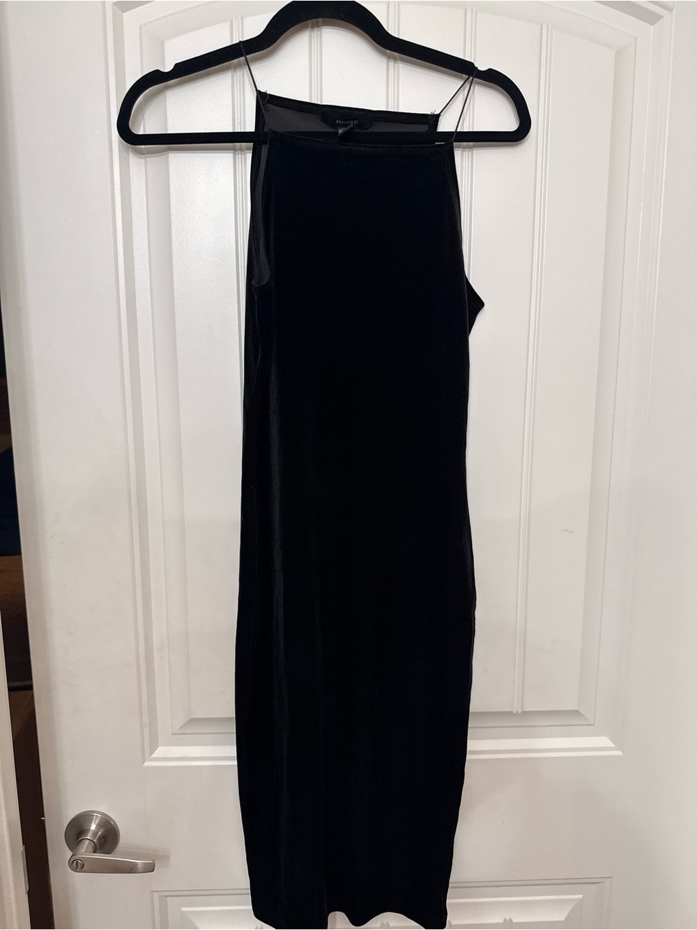 Forever 21 Black Velvet Midi Slip Dress